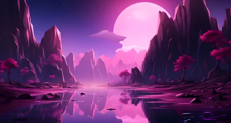 Foto op Plexiglas a painting of a purple moon in a purple and blue sky © Grace