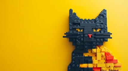 cat made of legos, flat background generative ai