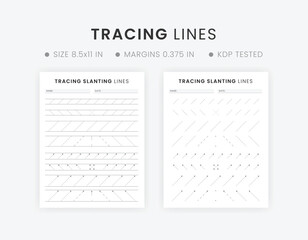 Tracing Slanting Lines Worksheets for Preschool | Lines Trace Pages Printable