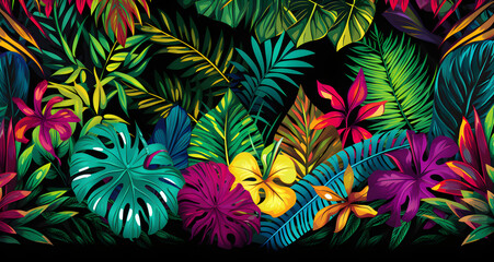 Fototapeta na wymiar an image of a rainforest scene with tropical plants