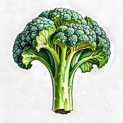 bunch of fresh broccoli on white.(Generative AI)