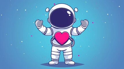 cute astronaut forming a heart with his hands generative ai