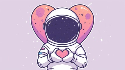 cute astronaut forming a heart with his hands generative ai