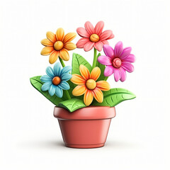 3d render icon of flowers in pot plastic cartoon isolated generated AI