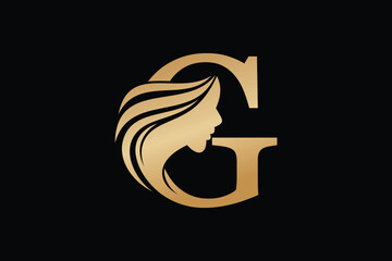 beauty face element design with combination letter g design