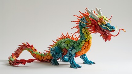 dragon made of legos, flat bottom generative ai - obrazy, fototapety, plakaty