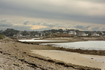 Joli paysage de mer en hiver à Port-Blanc Penvénan - Bretagne