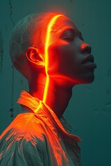 dark orange and green colors for fashion fashion, in the style of gabriel isak, virtual reality, spherical sculptures, sacha goldberger, willem claesz. heda, intense shadows, dynamic colo