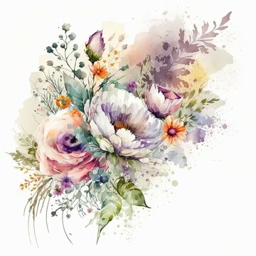 a bouquet of flowers on a white background