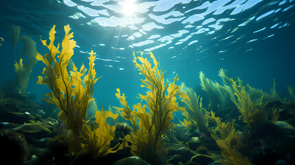 Obraz na płótnie Canvas Seaweed background, aquatic seaweed leaf macro structure