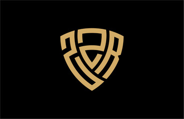 ZZR creative letter shield logo design vector icon illustration
