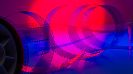 abstract multicolored cinematic background with film strip