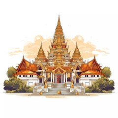 buddhist temple illustration Vector illustration isolated on white. generative ai