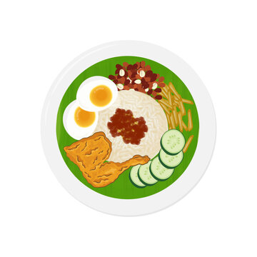 Delicious nasi lemak vector illustration logo