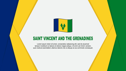 Saint Vincent And The Grenadines Flag Abstract Background Design Template. Saint Vincent And The Grenadines Independence Day Banner Cartoon Vector Illustration. Background - obrazy, fototapety, plakaty