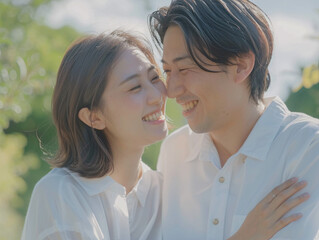 Fototapeta premium 笑顔あふれる若いカップルのポートレート