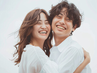 笑顔あふれる若いカップルのポートレート