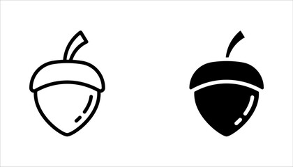 Acorn vector icons. Simple illustration set of acorn elements on white background © Ainul