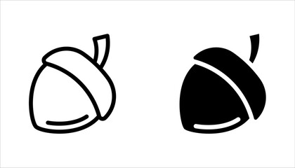 Acorn vector icons. Simple illustration set of acorn elements on white background
