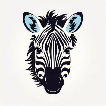 Hand drawn vector illustration of a cute zebra head character. with a minimalist background. generative ai