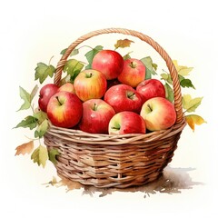 Naklejka na ściany i meble a painting of a basket full of apples