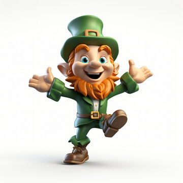 3d render icon of leprechaun cartoon isolated generated AI