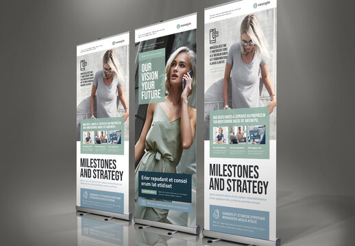 Modern Roll-up Template in Mint Colors, Pale Green an Pale Blue Accents