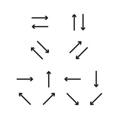 Direction arrow set. Simple graphic signs. Up, down, choice. Vector illustration. EPS 10.