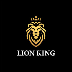 vector logo design of lion head with crown