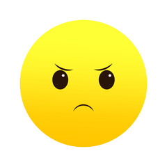 Displeased frowning emoji. Unhappy expression. Vector illustration. EPS 10.