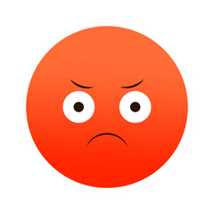 Angry red face emoji. Annoyed expression. Vector illustration. EPS 10.