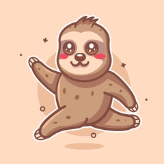 cheerful sloth animal character mascot running isolated cartoon