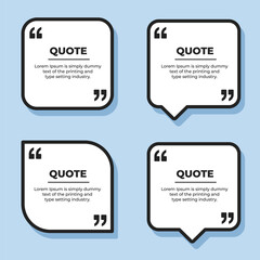 Quote box frames set , vector bubble quotation, comment, message borders, dialog box bubble, motivational quotes frame with quote marks vector illustration