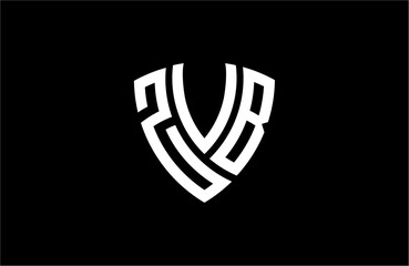 ZVB creative letter shield logo design vector icon illustration