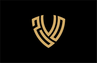 zvo creative letter shield logo design vector icon illustration