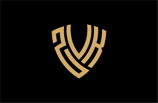 ZVK creative letter shield logo design vector icon illustration