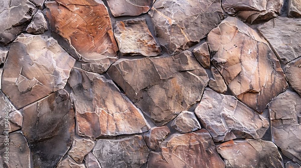 Poster brown stone background rock texture mountain surface closeup stone wall wide banner with copy space 