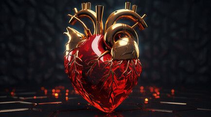 realistic image of heart illustration, gold 18