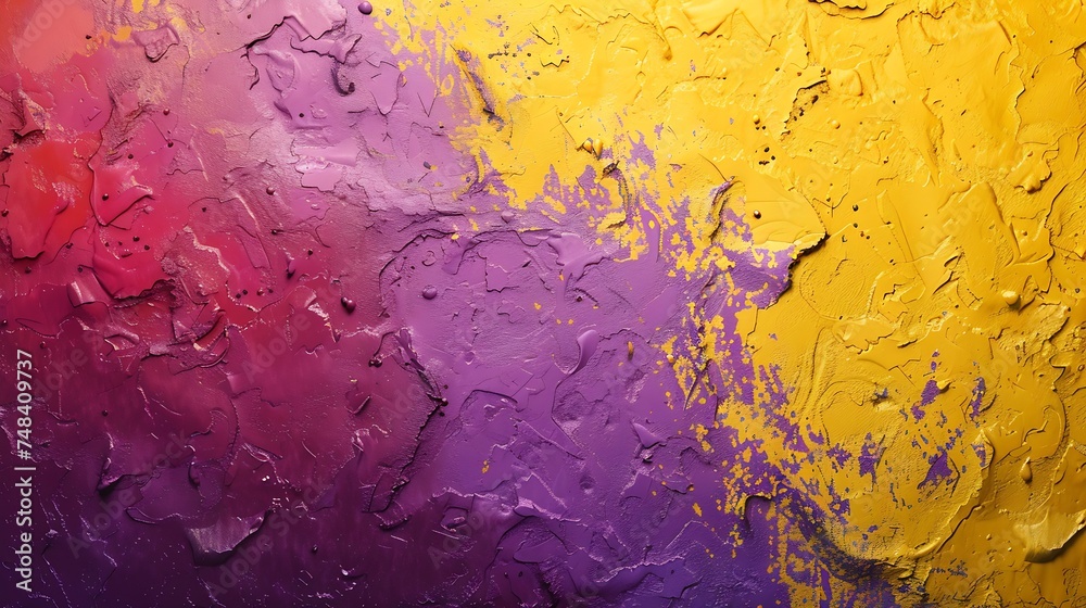 Aufkleber abstract yellow red purple pattern gradient toned rough concrete wall surface texture closeup colorf