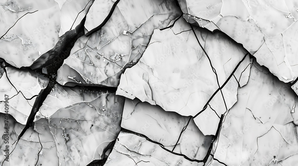 Poster black white rock texture cracked layered mountain surface closeup gray grungy stone background with 
