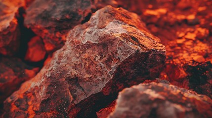 Obraz premium Red orange rock background Toned stone texture Mountain surface closeup lush lava color trend 2020 Bright Colorful Design : Generative AI