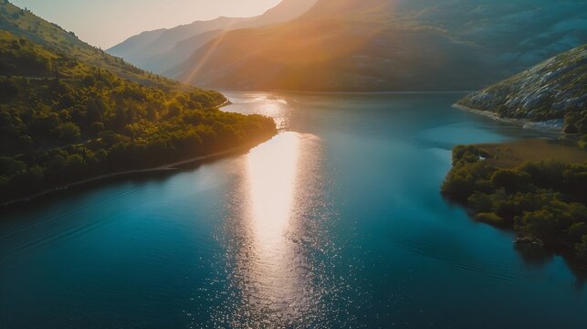 Aerial view of Lake Slano in National park Telascica in Croatia : Generative AI