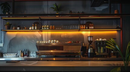 Counter at hipster coffee bar in Bangkok : Generative AI