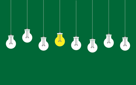 One light bulb outstanding and difference, one blub glowing different