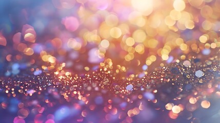 Sparkling background with sequins Glitter colorful golden luxury magic background defocused free space : Generative AI - obrazy, fototapety, plakaty