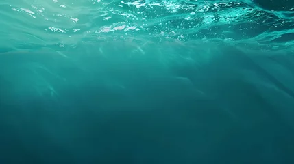 Behang Bestemmingen Beautiful blue green water background Ripples on the surface Dark teal background with copy space for your design Web banner Website header Aqua liquid fluid aquatic marine : Generative AI