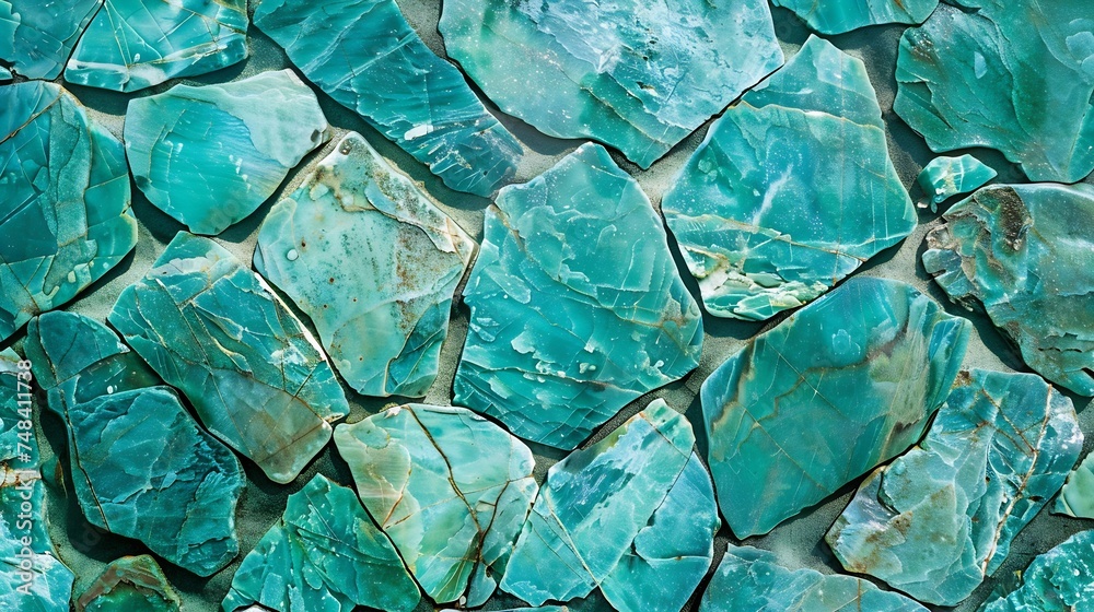 Aufkleber blue green stone background abstract turquoise background toned stone texture wide banner with a bea