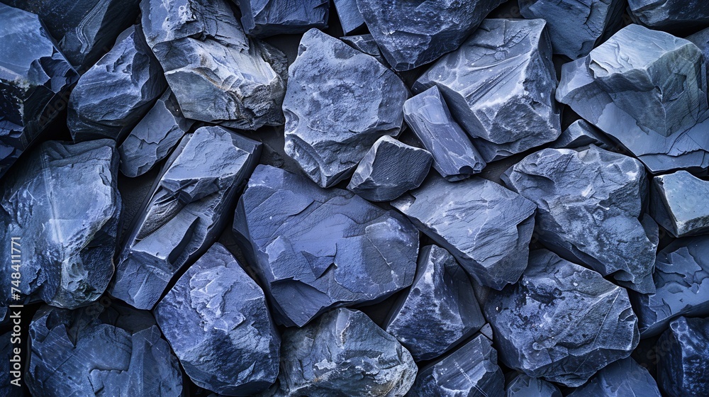 Aufkleber Dark blue stone background Toned rock texture background with copy space for design Web banner : Generative AI