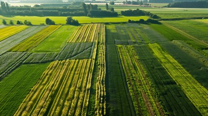 Aerial view of countryside with mowed grass in meadows and barley field in hilly landscape Nutter Ootmarsum Twente Overijssel Netherlands : Generative AI - obrazy, fototapety, plakaty