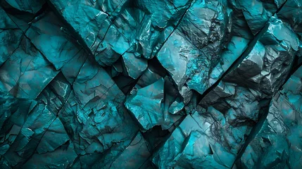 Papier Peint photo Lavable Montagnes Green blue rock texture Toned rough mountain surface texture Crumbled Closeup Dark teal rocky background with space for design Fantasy : Generative AI